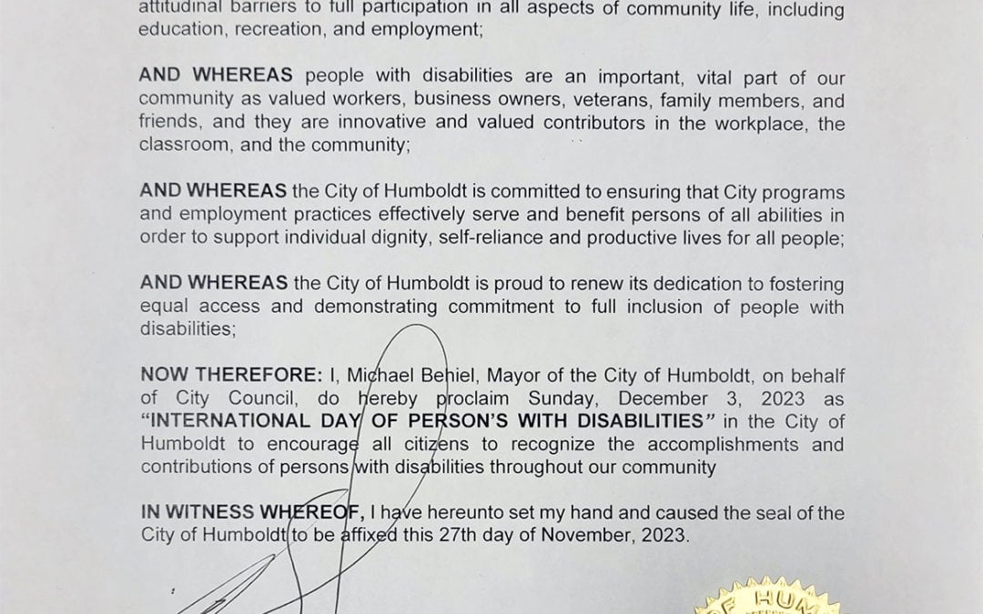International Day of Persons with Disabilities Proclamation