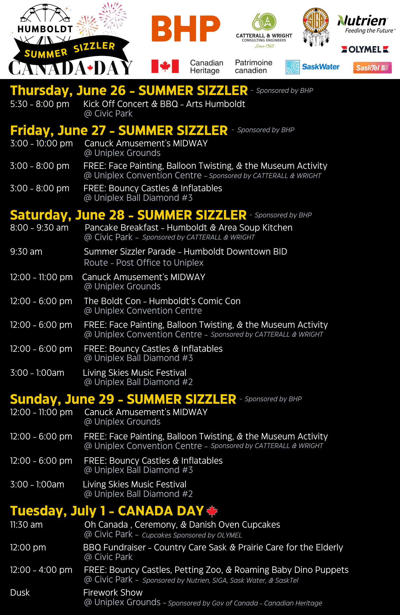 2025 List of Events - Poster (events listed)